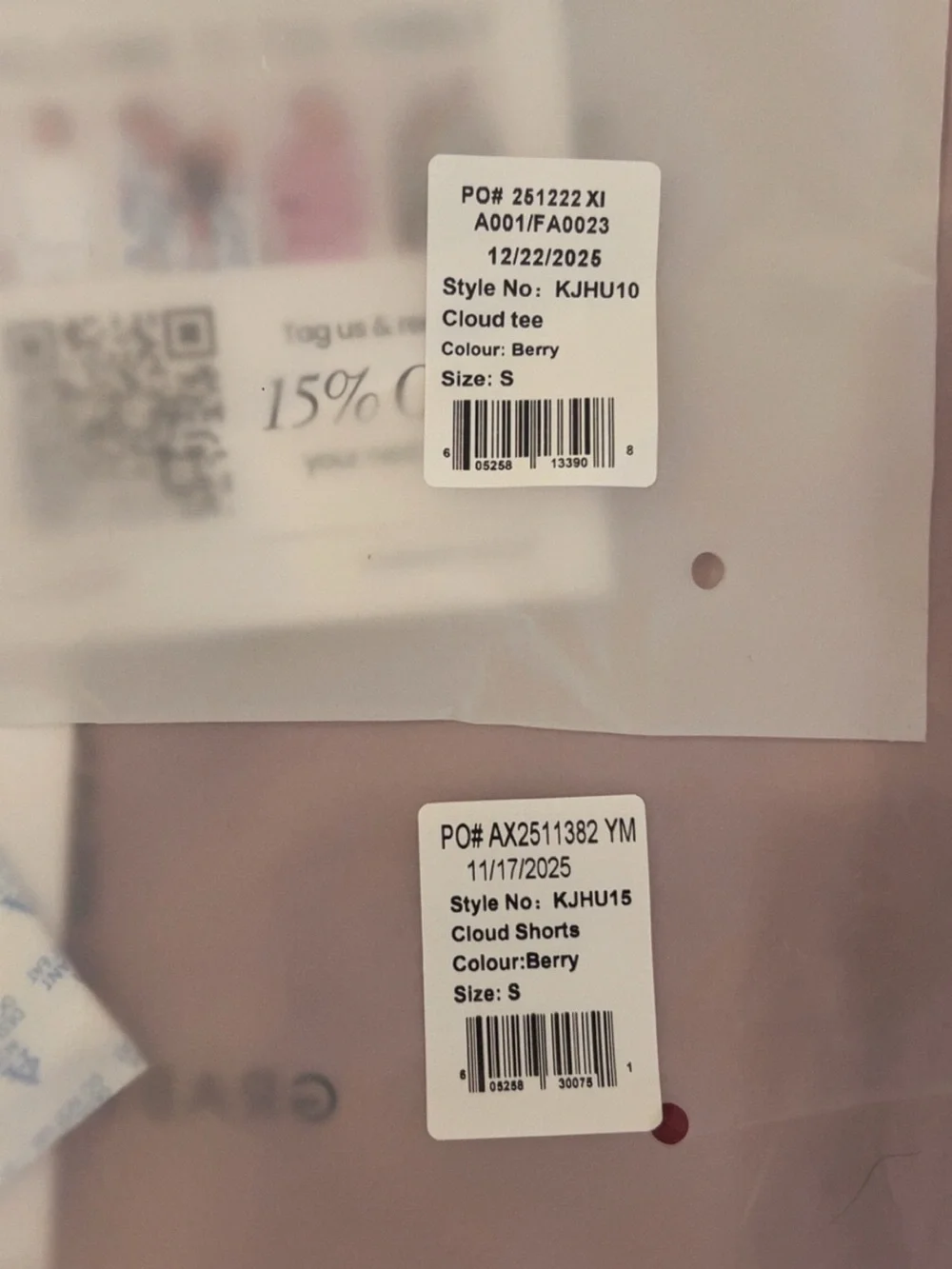 Comfrt Berry Cloud Collection shorts and tee set NWT in package